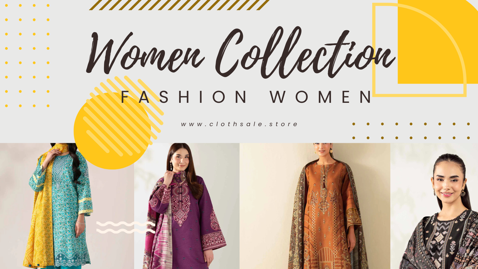 Gray Yellow Simple Women Collection Fashion Women Twitter Post