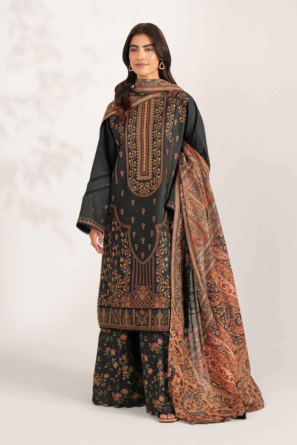 3 Piece - Digital Printed Embroidered Suit - Image 2
