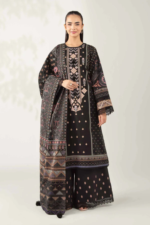 3 Piece - Digital Printed Embroidered Suit